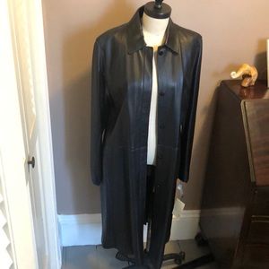 Brooks Brothers long leather jacket